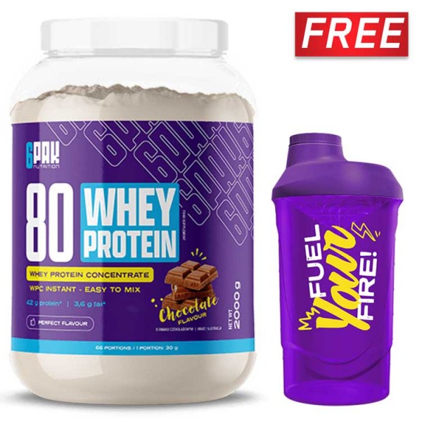 6Pak Whey Protein 2kg + Free Shaker