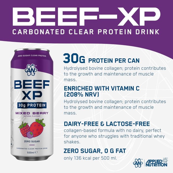 Applied Nutrition Beef-XP - Sparkling Clear Protein 12 x 500ml
