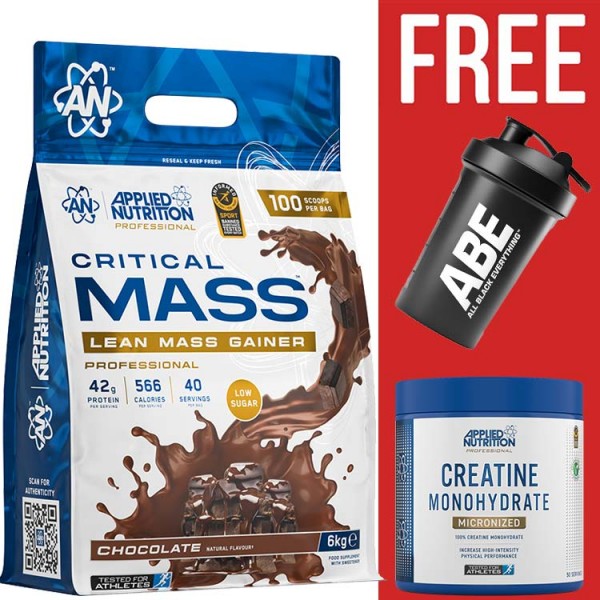 Applied Nutrition Critical Mass Professional 6kg + Free Creatine 250g + Free ABE Shaker