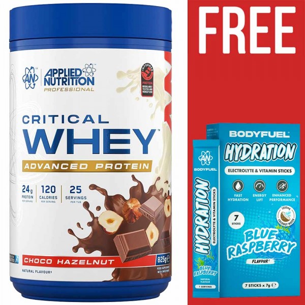 Applied Nutrition Critical Whey Protein 825g + Free BodyFuel Hydration Sticks