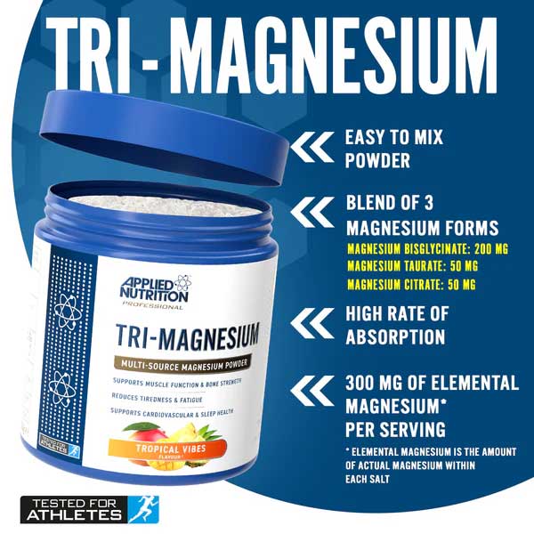 Applied Nutrition Tri-Magnesium 200g + Free Applied Steel Shaker