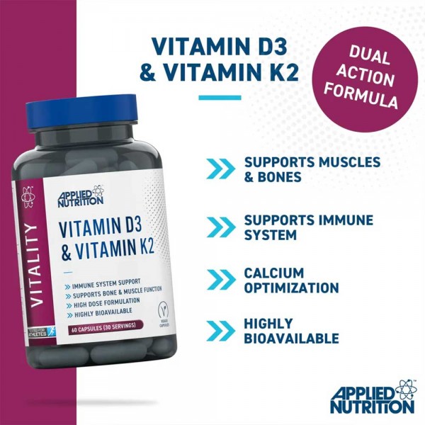 Applied Nutrition Vitamin D3 & K2 - 60 Caps