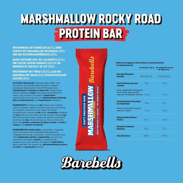 Barebells Soft Marshmallow Rocky Road Protein Bar x 12