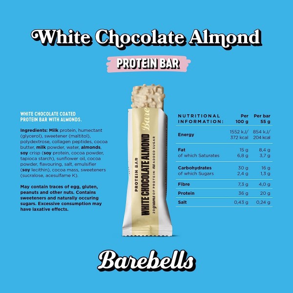 Barebells White Chocolate Almond Protein Bar x 12 