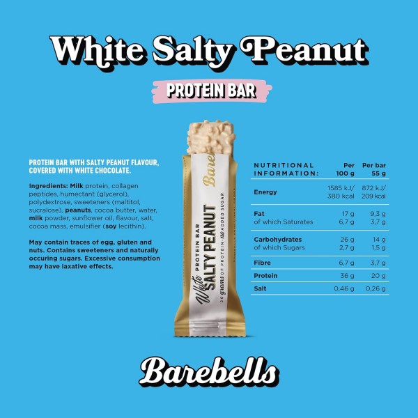 Barebells Protein Bars White Salty Peanut  x 12