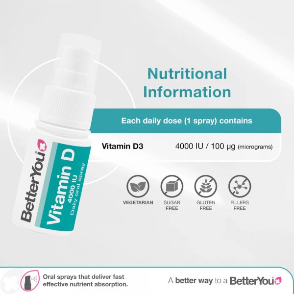 BetterYou Vitamin D3 - 4000iu Oral Spray 15ml