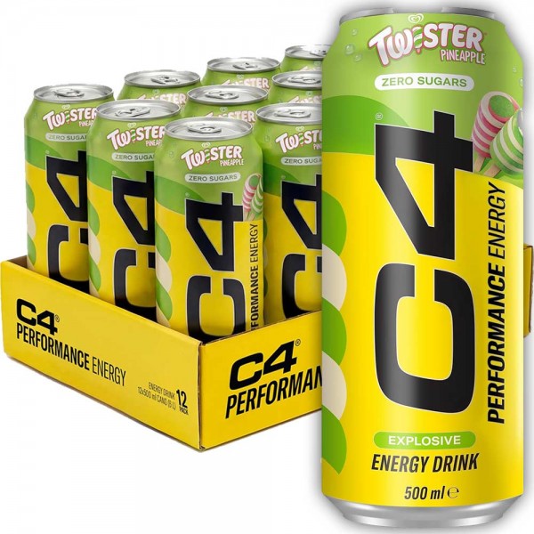 C4 Energy Zero Sugar 500ml - 12 Pack - Twister Pineapple