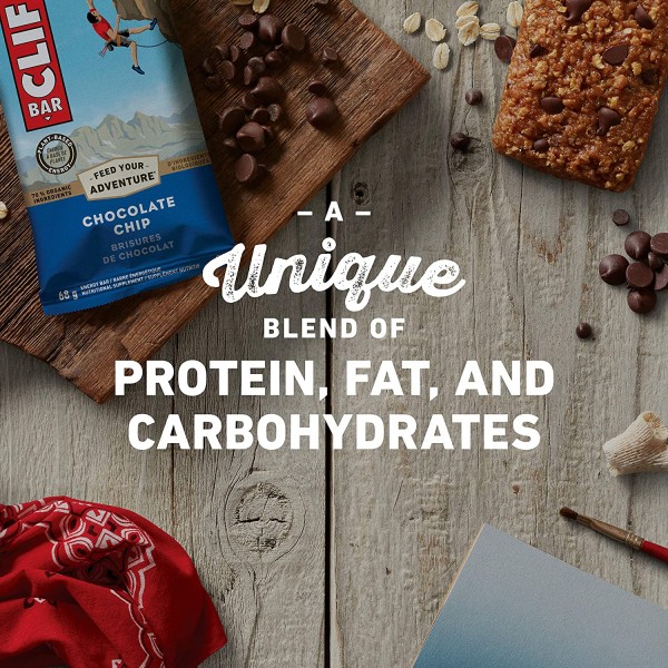 Clif Chocolate Chip Energy & Protein Bars – 68g (12 Bars) *BB 06/August/2026