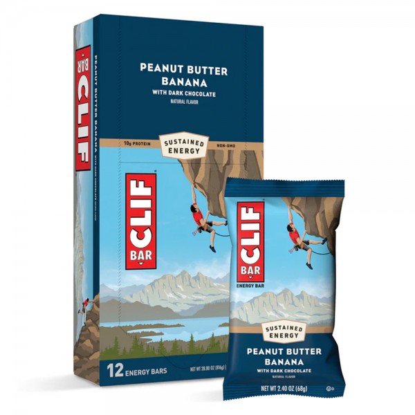 Clif Peanut Butter Banana Chocolate Energy & Protein Bars – 68g (12 Bars)