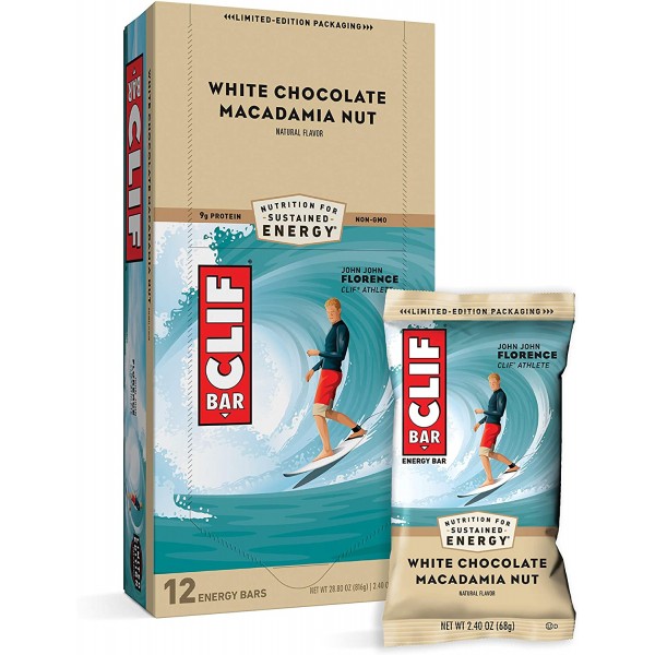Clif White Chocolate Macadamia Energy & Protein Bars – 68g (12 Bars)