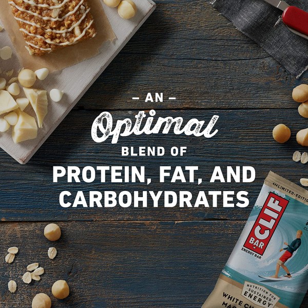 Clif White Chocolate Macadamia Energy & Protein Bars – 68g (12 Bars)