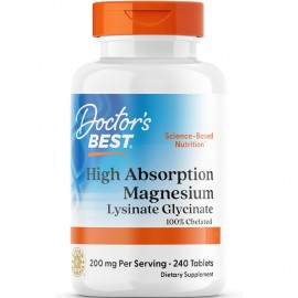 Doctor's Best High Absorption Magnesium Glycinate  200 mg - 240 Tablets