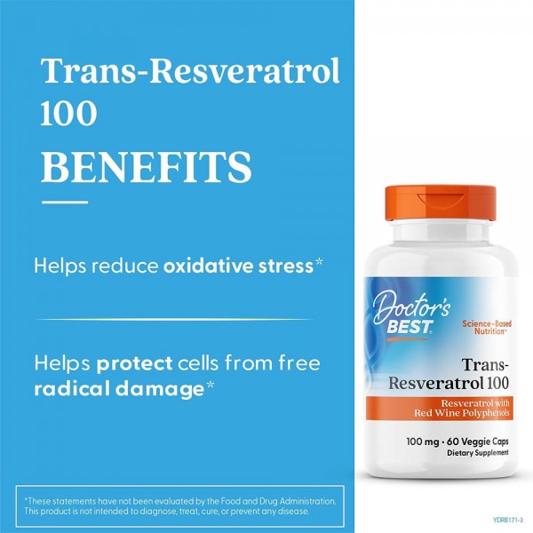Doctor's Best Trans-Resveratrol 100 - 60 Veggie Capsules