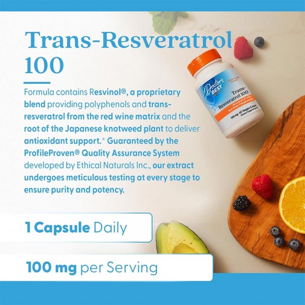 Doctor's Best Trans-Resveratrol 100 - 60 Veggie Capsules