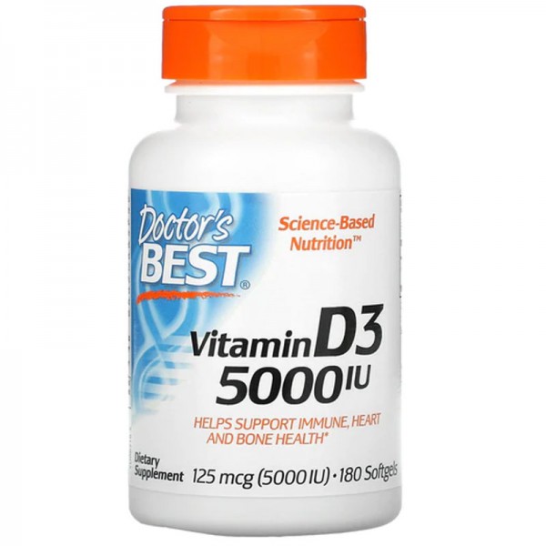 Doctor's Best Vitamin D3 5000 IU - 180 Softgels