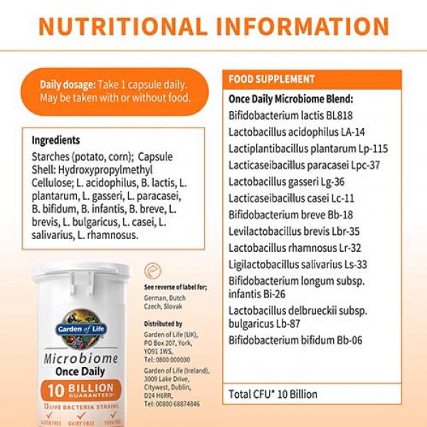 Garden of Life Microbiome Once Daily - *10 Billion* - 30 Vegan Caps