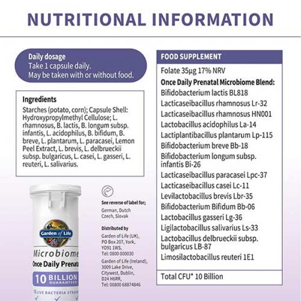 Garden of Life Microbiome Once Daily Prenatal - *10 Billion* - 30 Vegan Caps