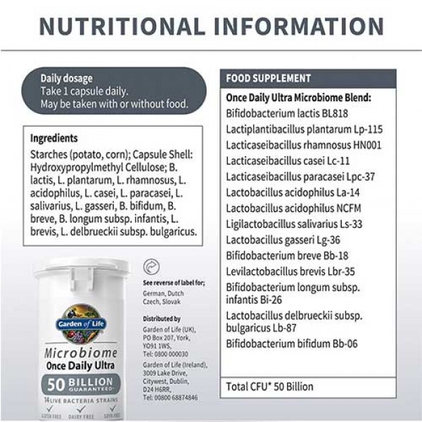 Garden of Life Microbiome Once Daily Ultra - *50 Billion* - 30 Vegan Caps