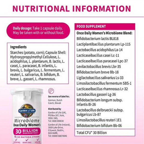 Garden of Life Microbiome Once Daily Women's - *30 Billion*  - 30 Vegan Caps