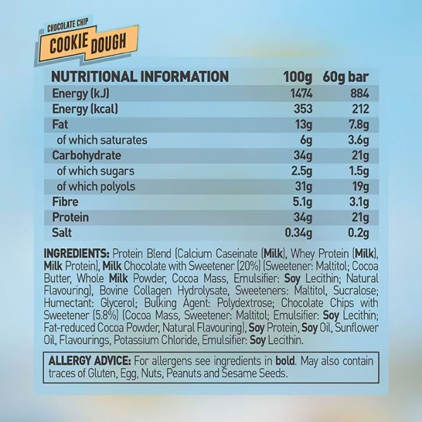 Grenade Choc Chip Cookie Dough Protein Bar 60g x 12