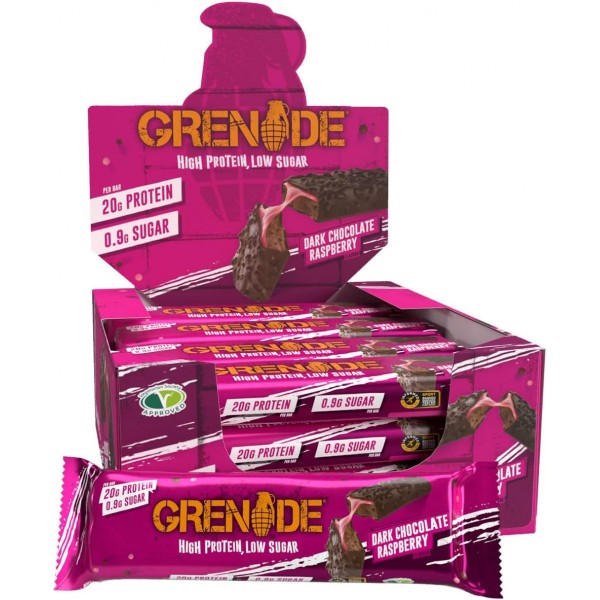 Grenade Dark Chocolate Raspberry Protein Bar 60g x 12