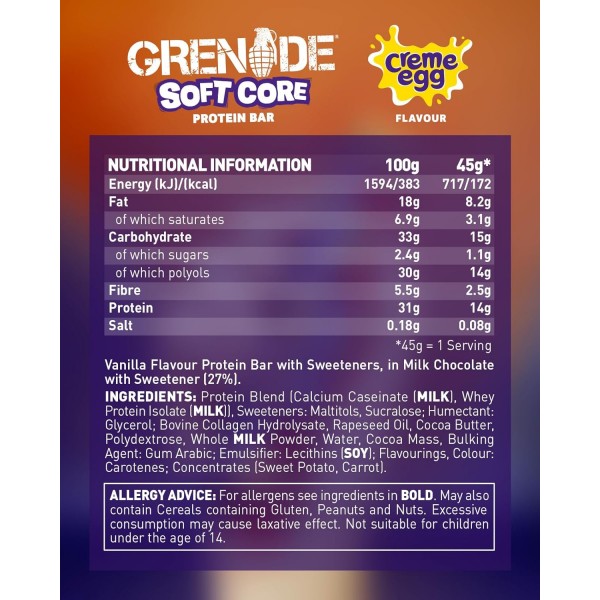 Grenade Creme Egg Protein Bar- 18 x 45g   