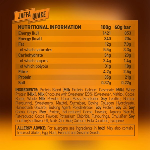 Grenade Jaffa Quake Protein Bar 60g x 12