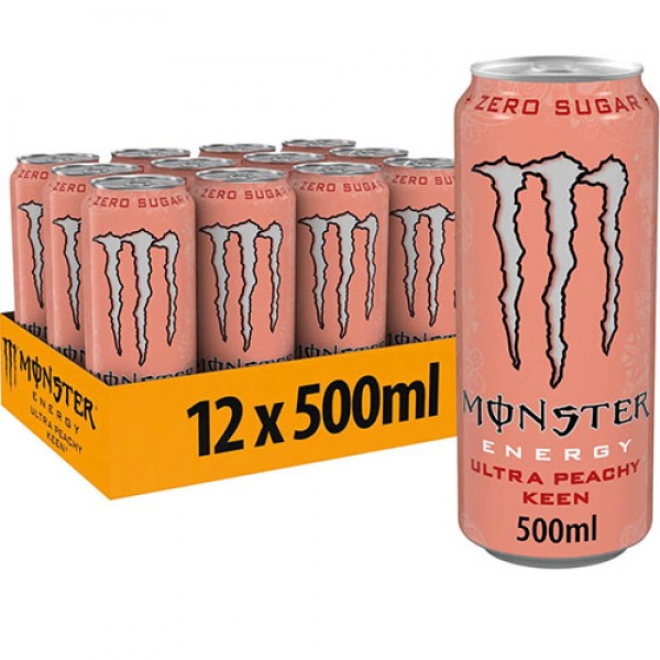 Monster Energy Ultra Peachy Keen - 500ml (Zero Sugar) - Pack of 12