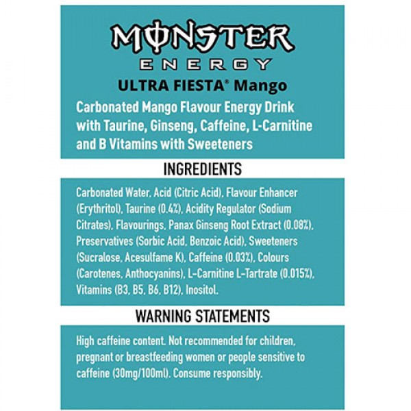 Monster Energy Ultra Fiesta 500ml (Zero Sugar) -  Pack of 12