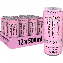 Monster Energy Ultra Strawberry Dreams 500ml (Zero Sugar) - Pack of 12 
