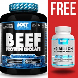 NXT Beef Protein Isolate 1.8kg + Free 10 Billion Bacteria 30 Capsules