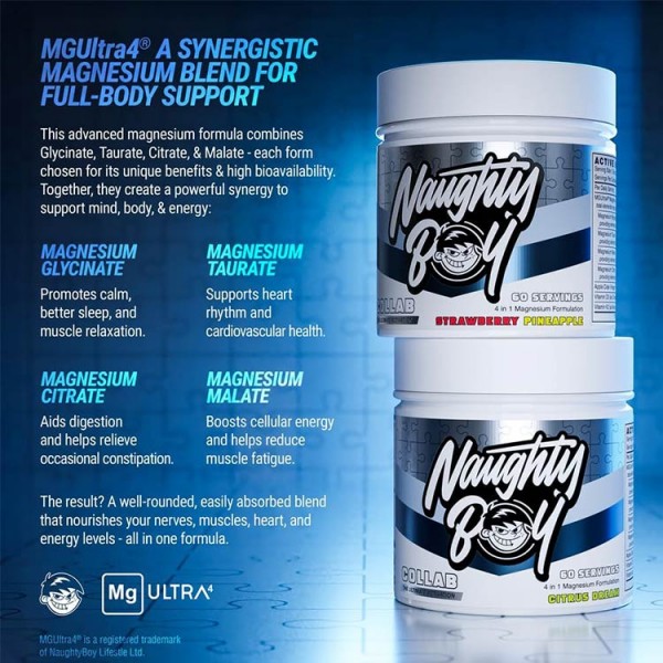 Naughty Boy Collab, Magnesium, D3 & K2 - 60 Servings