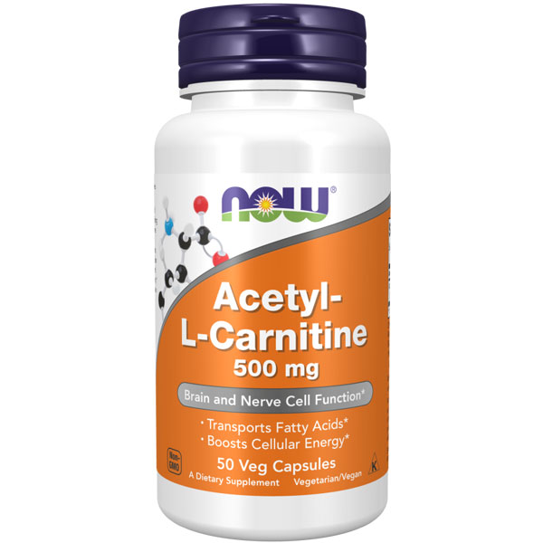 NOW Foods Acetyl-L-Carnitine 500 mg 50 Veg Capsules
