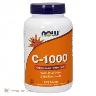 NOW Foods Vitamin C 1000mg with Rose Hips & Bioflavonoids 250 Tabs