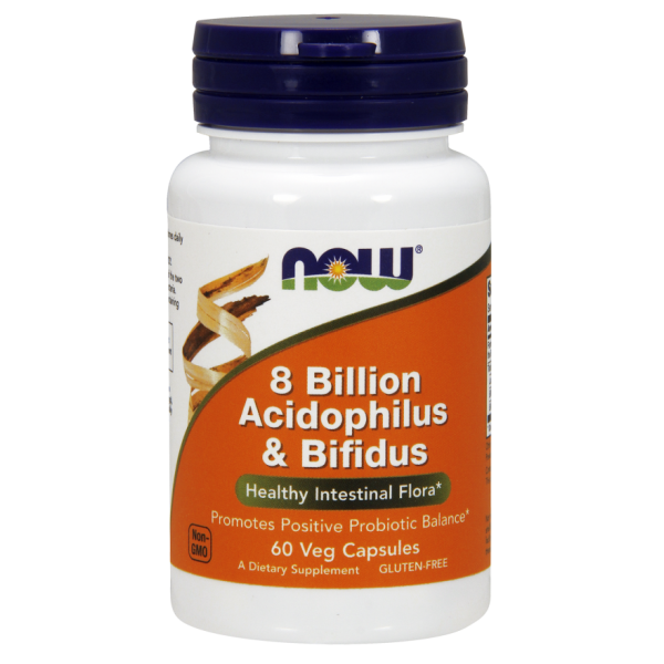 NOW Foods 8 Billion Acidophilus & Bifidus Probiotic 60 Veggie Caps