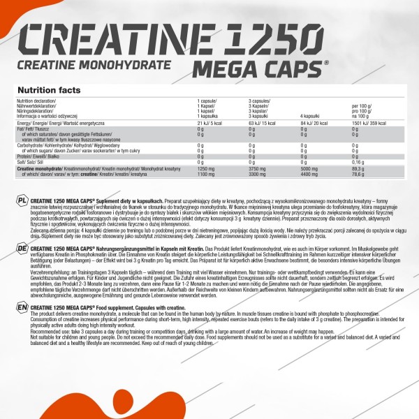 Olimp Creatine 1250 Mega Caps - 120 Caps