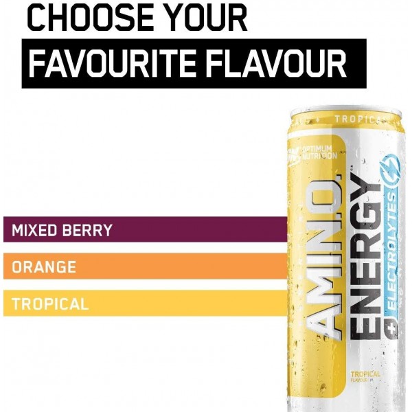 Optimum Nutrition Amino Energy + Electrolytes 250ml - 24 Pack  