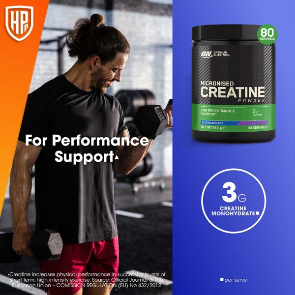Optimum Nutrition Creatine Powder Blue Raspberry 360g *80 Servings*