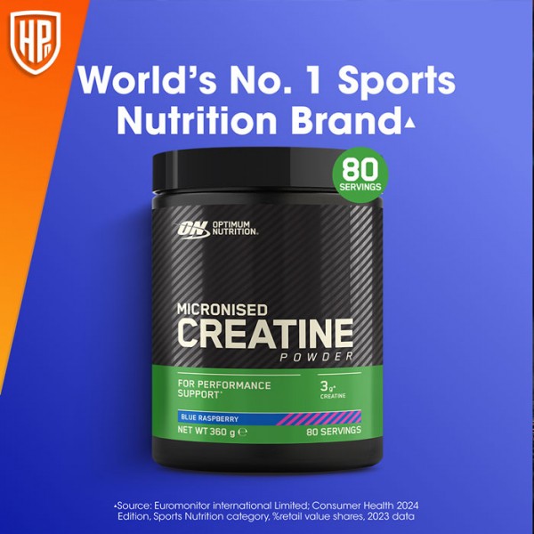 Optimum Nutrition Creatine Powder Blue Raspberry 360g *80 Servings*