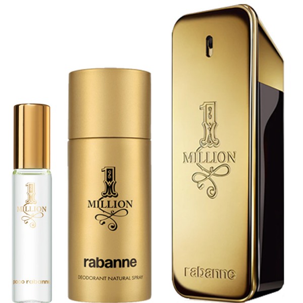 Paco Rabanne 1 Million 100ml EDT +150ml Deodorant +10ml Travel Spray