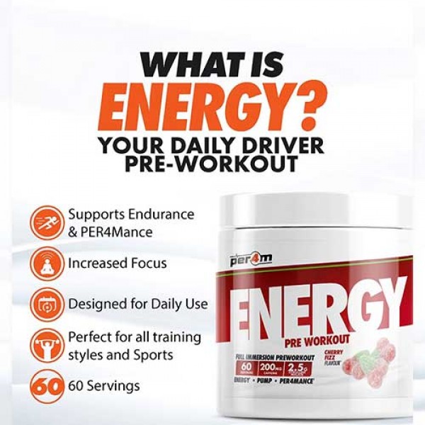 Per4m Energy Pre-workout 390g  - 60 Servings + Free Per4m Shaker