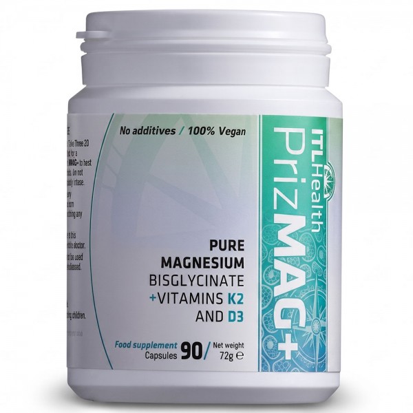 PrizMAG Magnesium Bisglycinate Plus Vitamin D3 & K2 - 90 Capsules