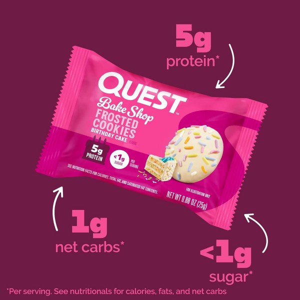 Quest Nutrition Frosted Protein Cookies - Box of 8 *BB 08-2026