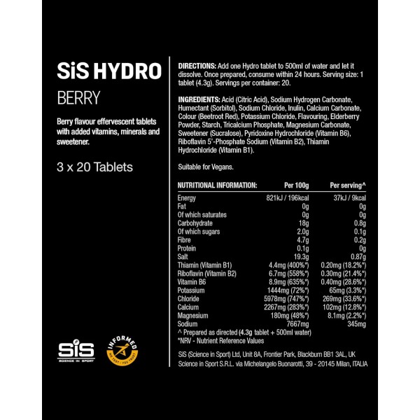 SiS Go Hydro Electrolytes Hydration (8 Tube Pack)