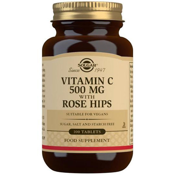 Solgar Vitamin C 500mg with Rose Hips - 100 Tablets