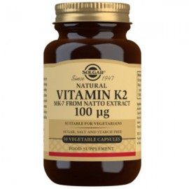 Solgar Natural Vitamin K2 (MK-7) 100 mcg 50 Vegetable Capsules