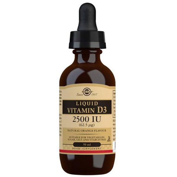 Solgar Liquid Vitamin D3 2500 IU (62.5 mcg) - Natural Orange Flavour - 59ml