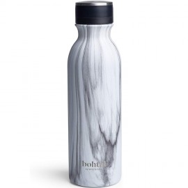 Bohtal Smartshake Insulated Stainless Steel Water Bottle - White Marble (600ml)