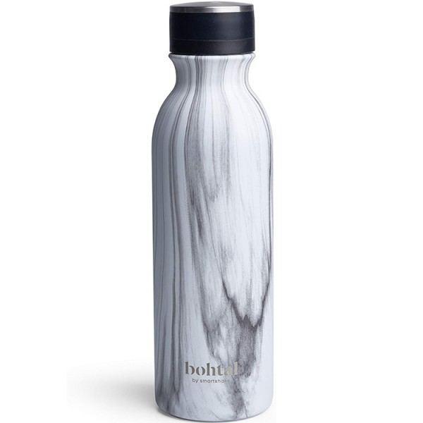 Bohtal Smartshake Insulated Stainless Steel Water Bottle - White Marble (600ml)