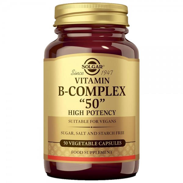 Solgar Vitamin B Complex 50 High Potency Vegetable Capsules - Pack of 50